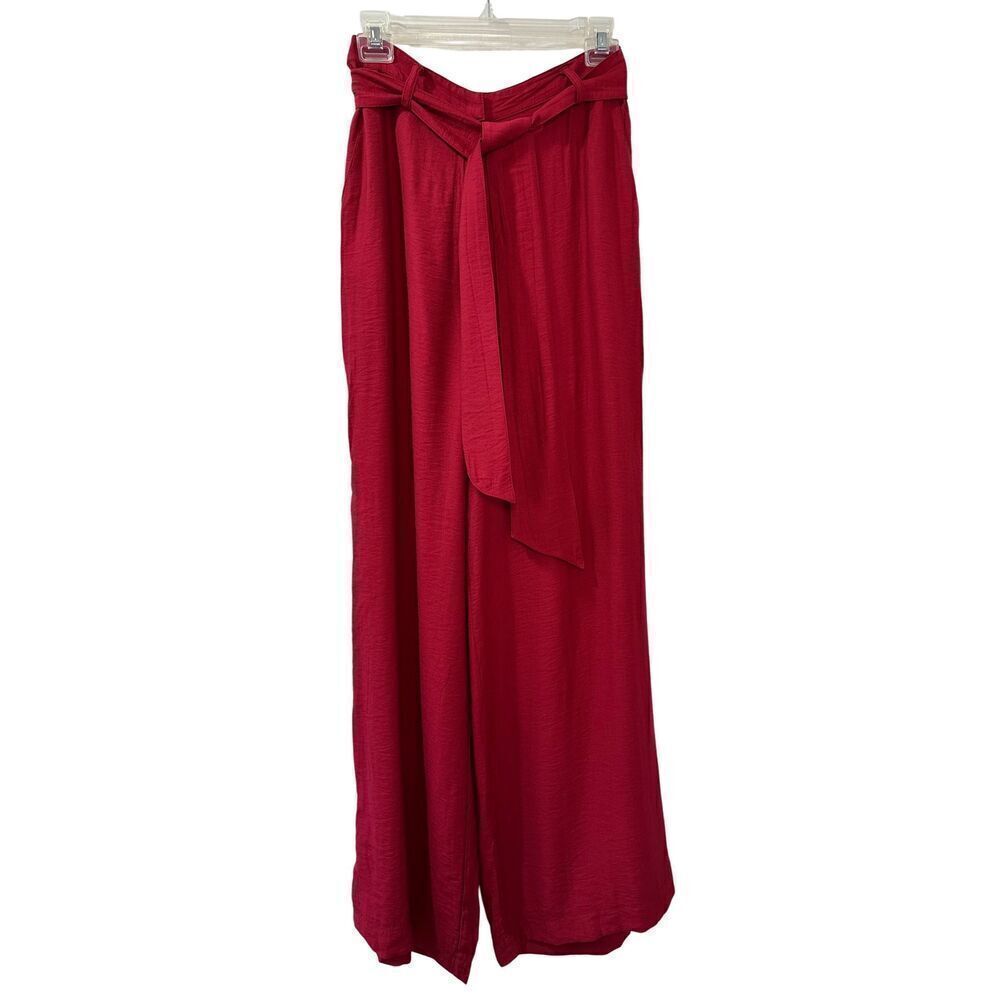 Anthropologie Maeve women’s wide leg deep red belted pants size 2. #33-1890